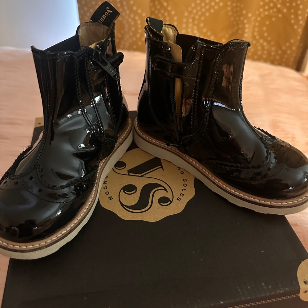 Glossy Black Kids Boots